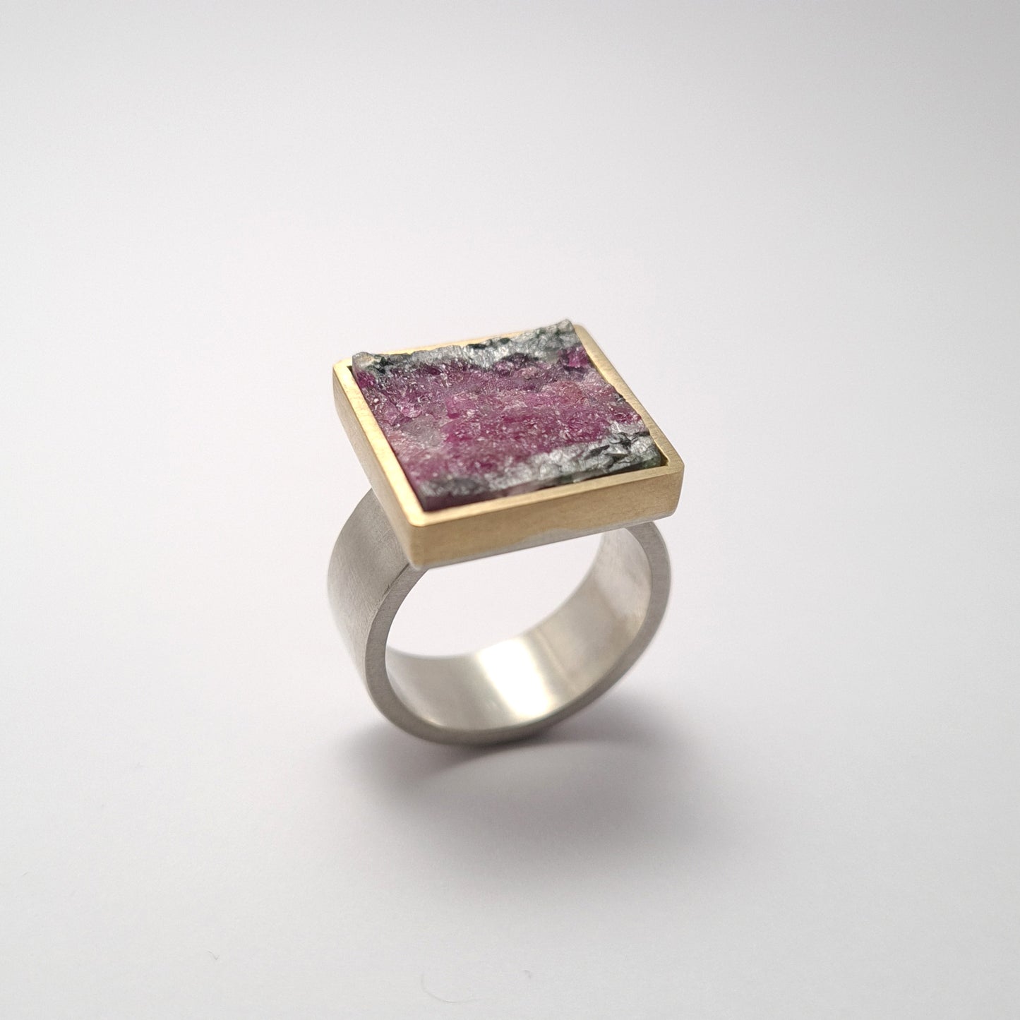 Rough ruby ring in zoisite.