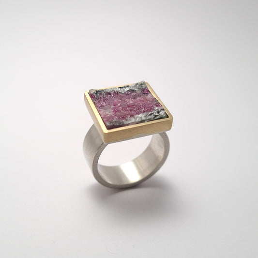 Rough ruby ring in zoisite.