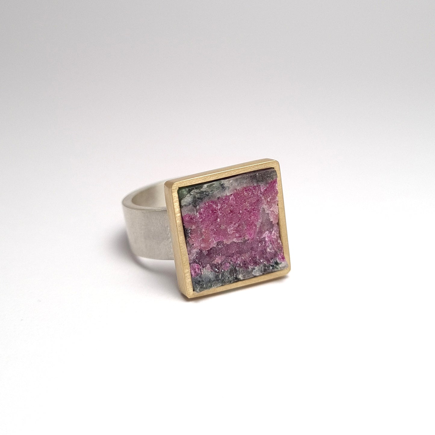 Rough ruby ring in zoisite.