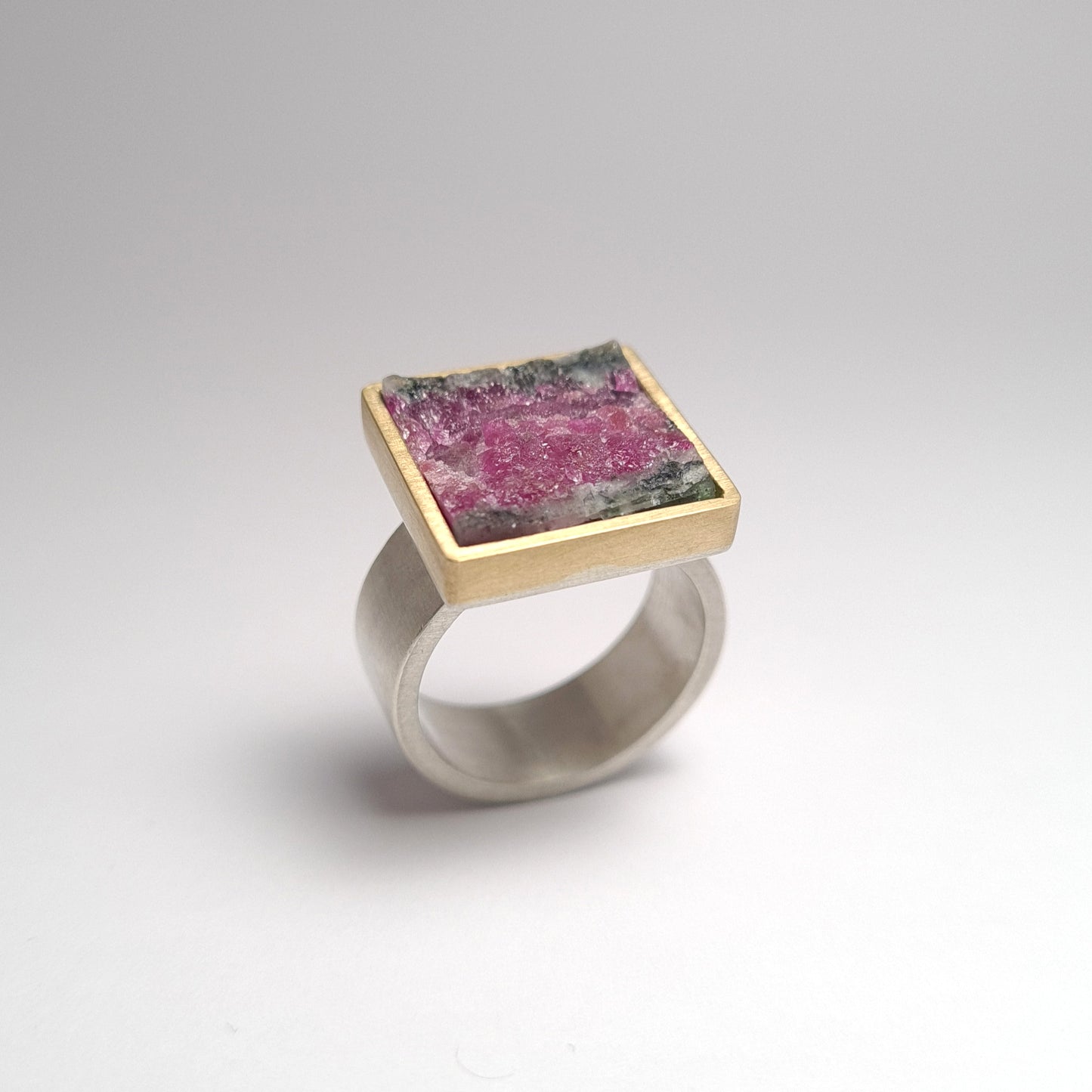 Rough ruby ring in zoisite.