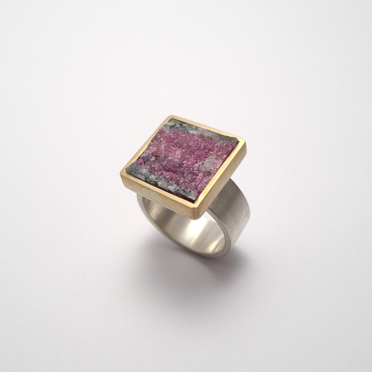 Rough ruby ring in zoisite.