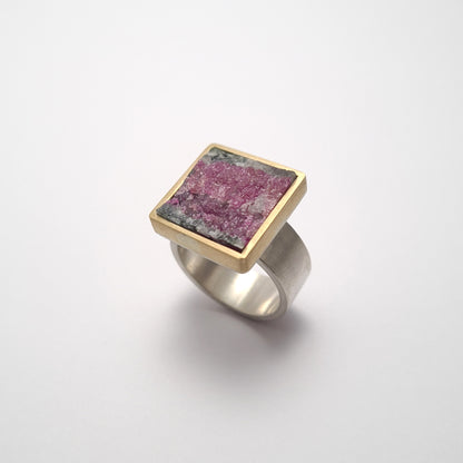 Rough ruby ring in zoisite.